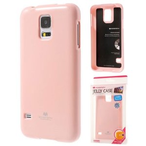 CUSTODIA GEL TPU SILICONE per SAMSUNG G800 GALAXY S5 MINI COLORE ROSA LUCIDO CON GLITTER ALTA QUALITA' MERCURY BLISTER