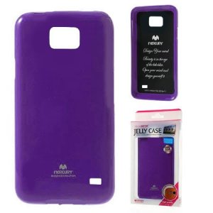 CUSTODIA GEL TPU SILICONE per SAMSUNG I9100 GALAXY S2, I9105 GALAXY S2 PLUS VIOLA LUCIDO CON GLITTER ALTA QUALITA' MERCURY