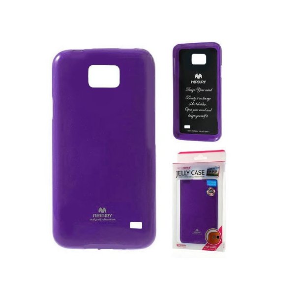 CUSTODIA GEL TPU SILICONE per SAMSUNG I9100 GALAXY S2, I9105 GALAXY S2 PLUS VIOLA LUCIDO CON GLITTER ALTA QUALITA' MERCURY