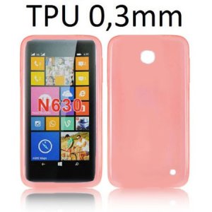 CUSTODIA GEL TPU SILICONE ULTRA SLIM 0,3mm per NOKIA LUMIA 630 COLORE ROSSO TRASPARENTE