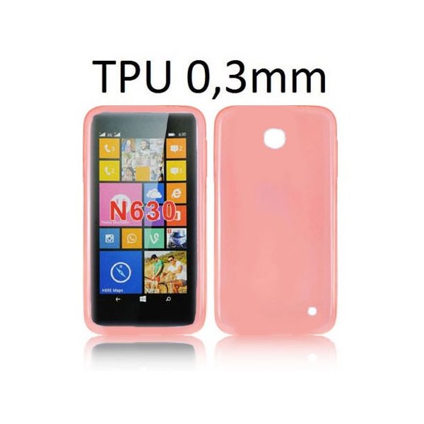 CUSTODIA GEL TPU SILICONE ULTRA SLIM 0,3mm per NOKIA LUMIA 630 COLORE ROSSO TRASPARENTE