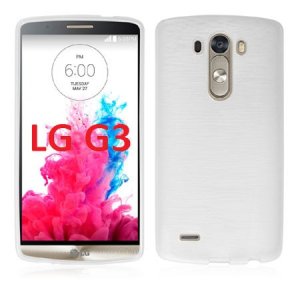 CUSTODIA TPU SILICONE per LG G3 D850, D855, LS990 COLORE BIANCO EFFETTO METALLICO