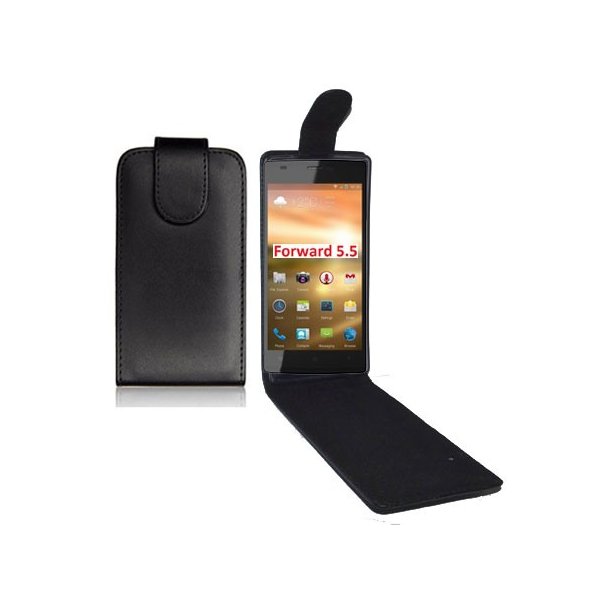 CUSTODIA FLIP VERTICALE PELLE per NGM FORWARD 5.5 CON INTERNO IN TPU SILICONE COLORE NERO