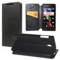 CUSTODIA FLIP ORIZZONTALE PELLE per ARCHOS 45 PLATINUM 4.5" POLLICI CON STAND E TASCA PORTA CARTE COLORE NERO