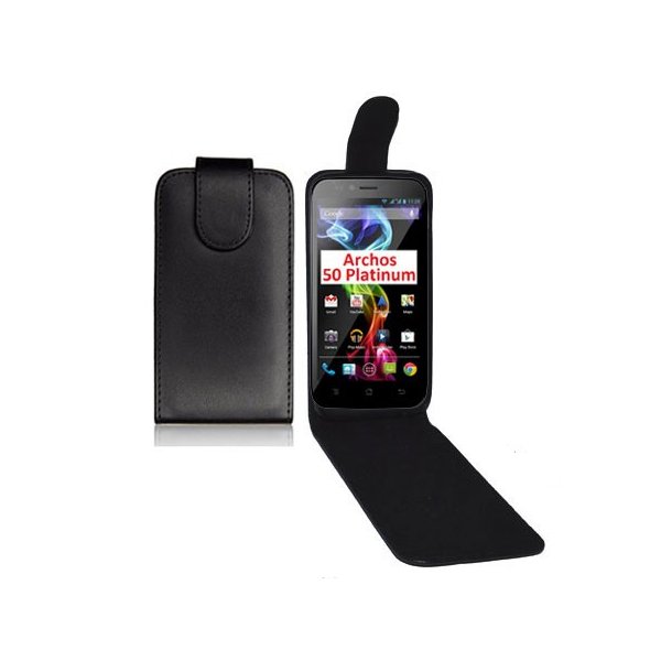 CUSTODIA FLIP VERTICALE PELLE per ARCHOS 50 PLATINUM 5" POLLICI CON INTERNO IN TPU SILICONE COLORE NERO