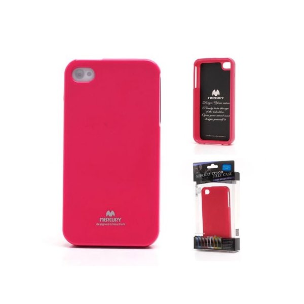 CUSTODIA GEL TPU SILICONE per APPLE IPHONE 4, 4s COLORE FUCSIA LUCIDO CON GLITTER ALTA QUALITA' MERCURY BLISTER