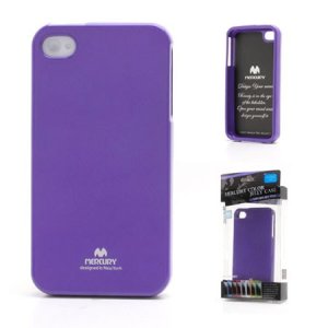 CUSTODIA GEL TPU SILICONE per APPLE IPHONE 4, 4s COLORE VIOLA LUCIDO CON GLITTER ALTA QUALITA' MERCURY BLISTER