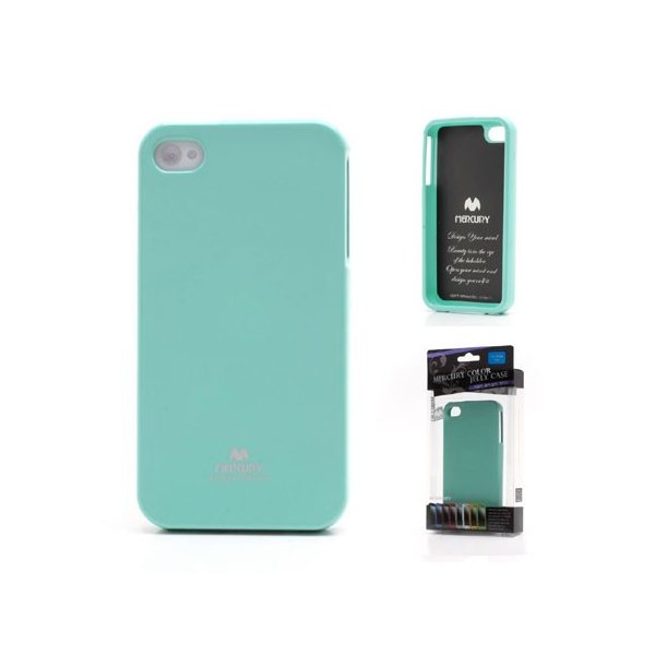 CUSTODIA GEL TPU SILICONE per APPLE IPHONE 4, 4s COLORE VERDE ACQUA LUCIDO CON GLITTER ALTA QUALITA' MERCURY BLISTER