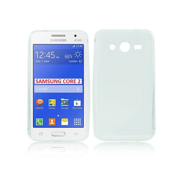 CUSTODIA GEL TPU SILICONE DOUBLE per SAMSUNG G355 GALAXY CORE 2 DUOS COLORE BIANCO-TRASPARENTE