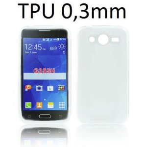 CUSTODIA GEL TPU SILICONE ULTRA SLIM 0,3mm per SAMSUNG G355 GALAXY CORE 2 DUOS COLORE BIANCO TRASPARENTE