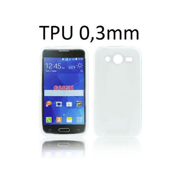 CUSTODIA GEL TPU SILICONE ULTRA SLIM 0,3mm per SAMSUNG G355 GALAXY CORE 2 DUOS COLORE BIANCO TRASPARENTE