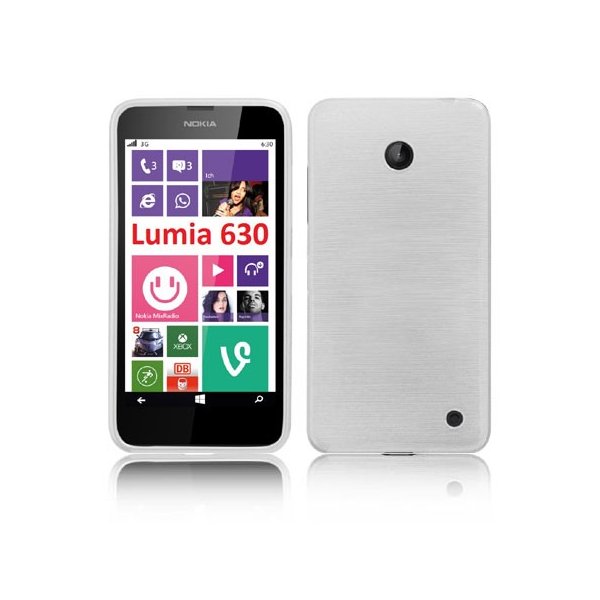 CUSTODIA TPU SILICONE per NOKIA LUMIA 630 COLORE BIANCO EFFETTO METALLICO