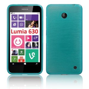 CUSTODIA TPU SILICONE per NOKIA LUMIA 630 COLORE BLU EFFETTO METALLICO