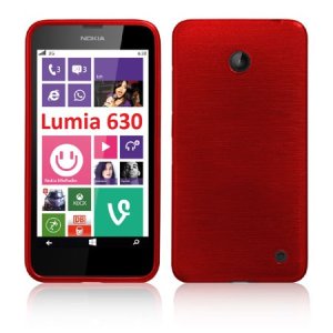 CUSTODIA TPU SILICONE per NOKIA LUMIA 630 COLORE ROSSO EFFETTO METALLICO