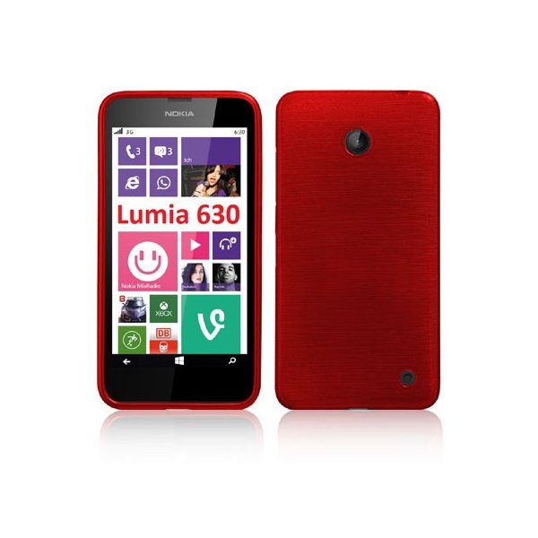 CUSTODIA TPU SILICONE per NOKIA LUMIA 630 COLORE ROSSO EFFETTO METALLICO