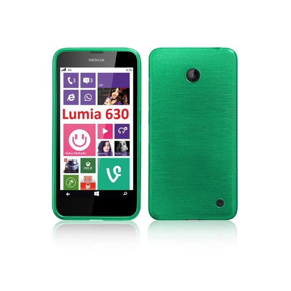 CUSTODIA TPU SILICONE per NOKIA LUMIA 630 COLORE VERDE EFFETTO METALLICO