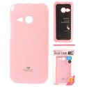 CUSTODIA GEL TPU SILICONE per HTC ONE 2 MINI, M8 MINI COLORE ROSA LUCIDO CON GLITTER ALTA QUALITA' MERCURY BLISTER