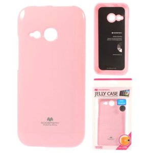 CUSTODIA GEL TPU SILICONE per HTC ONE 2 MINI, M8 MINI COLORE ROSA LUCIDO CON GLITTER ALTA QUALITA' MERCURY BLISTER