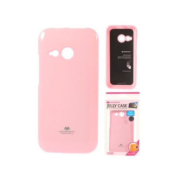 CUSTODIA GEL TPU SILICONE per HTC ONE 2 MINI, M8 MINI COLORE ROSA LUCIDO CON GLITTER ALTA QUALITA' MERCURY BLISTER