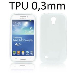 CUSTODIA GEL TPU SILICONE ULTRA SLIM 0,3mm per SAMSUNG G3586 GALAXY CORE LITE COLORE BIANCO TRASPARENTE