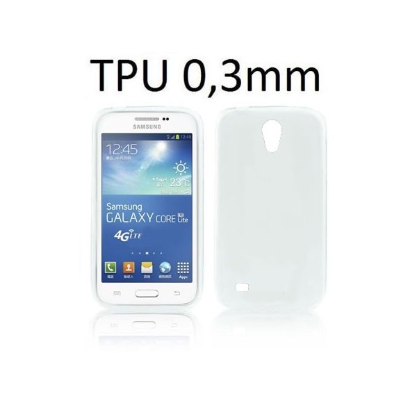 CUSTODIA GEL TPU SILICONE ULTRA SLIM 0,3mm per SAMSUNG G3586 GALAXY CORE LITE COLORE BIANCO TRASPARENTE