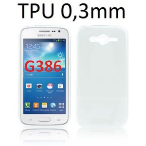 CUSTODIA GEL TPU SILICONE ULTRA SLIM 0,3mm per SAMSUNG G386 GALAXY CORE LTE, G3518 COLORE BIANCO TRASPARENTE