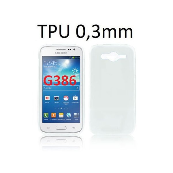 CUSTODIA GEL TPU SILICONE ULTRA SLIM 0,3mm per SAMSUNG G386 GALAXY CORE LTE, G3518 COLORE BIANCO TRASPARENTE