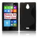 CUSTODIA GEL TPU SILICONE DOUBLE per NOKIA X2 DUAL SIM COLORE NERO