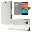 CUSTODIA per LG NEXUS 5 (D820) FLIP ORIZZONTALE SIMILPELLE CON STAND E TASCHE PORTA CARTE COLORE BIANCO