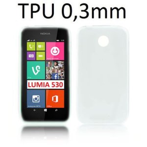 CUSTODIA GEL TPU SILICONE ULTRA SLIM 0,3mm per NOKIA LUMIA 530 COLORE BIANCO TRASPARENTE