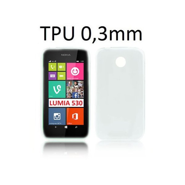 CUSTODIA GEL TPU SILICONE ULTRA SLIM 0,3mm per NOKIA LUMIA 530 COLORE BIANCO TRASPARENTE