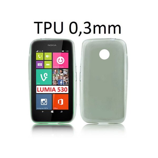 CUSTODIA GEL TPU SILICONE ULTRA SLIM 0,3mm per NOKIA LUMIA 530 COLORE NERO TRASPARENTE