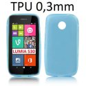 CUSTODIA GEL TPU SILICONE ULTRA SLIM 0,3mm per NOKIA LUMIA 530 COLORE AZZURRO TRASPARENTE