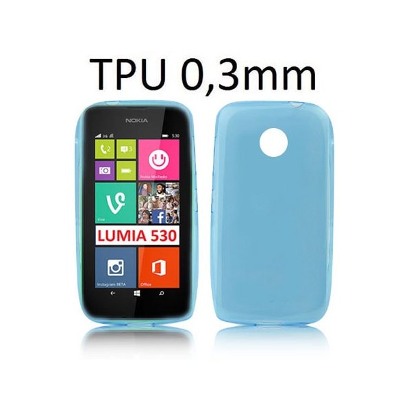 CUSTODIA GEL TPU SILICONE ULTRA SLIM 0,3mm per NOKIA LUMIA 530 COLORE AZZURRO TRASPARENTE