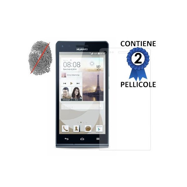 PELLICOLA PROTEGGI DISPLAY ANTI IMPRONTA per HUAWEI ASCEND G6 LTE 4G, ASCEND P7 MINI CONFEZIONE 2 PEZZI