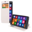 CUSTODIA FLIP ORIZZONTALE PELLE per NOKIA LUMIA ICON 929, LUMIA 930 CON FINESTRA ID ED INTERNO IN TPU SILICONE COLORE BIANCO