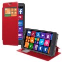 CUSTODIA FLIP ORIZZONTALE PELLE per NOKIA LUMIA ICON 929, LUMIA 930 CON FINESTRA ID ED INTERNO IN TPU SILICONE COLORE ROSSO