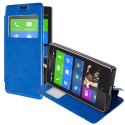 CUSTODIA FLIP ORIZZONTALE PELLE per NOKIA X, X+ CON FINESTRA ID ED INTERNO IN TPU SILICONE COLORE BLU