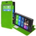 CUSTODIA FLIP ORIZZONTALE PELLE per NOKIA X, X+ CON FINESTRA ID ED INTERNO IN TPU SILICONE COLORE VERDE