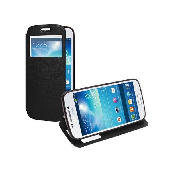 CUSTODIA FLIP ORIZZONTALE PELLE per SAMSUNG G7106 GALAXY GRAND 2 CON STAND, FINESTRA ID ED INTERNO IN TPU COLORE NERO