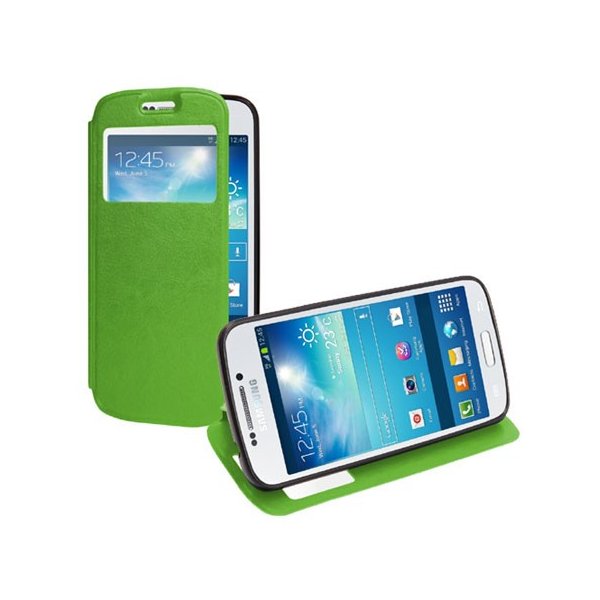 CUSTODIA FLIP ORIZZONTALE PELLE per SAMSUNG G7106 GALAXY GRAND 2 CON STAND, FINESTRA ID ED INTERNO IN TPU COLORE VERDE