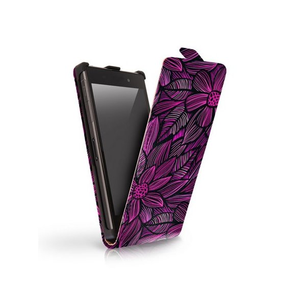 CUSTODIA FLIP VERTICALE SLIM SIMILPELLE per SAMSUNG G900F GALAXY S5, GALAXY S5 NEO G903F, GALAXY S5 PLUS FANTASIA FIORI VIOLA