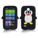 CUSTODIA GEL TPU SILICONE per NOKIA X, X+ FANTASIA PINGUINO COLORE NERO