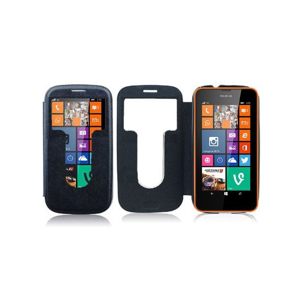 CUSTODIA FLIP ORIZZONTALE CON FINESTRA ID per NOKIA LUMIA 630 COLORE BLU (NO RIMOZIONE COVER)