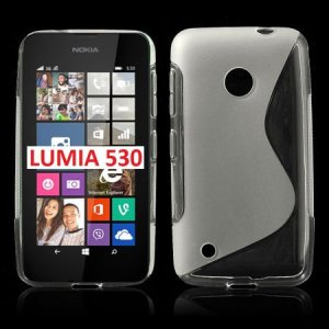 CUSTODIA GEL TPU SILICONE DOUBLE per NOKIA LUMIA 530 COLORE BIANCO-TRASPARENTE