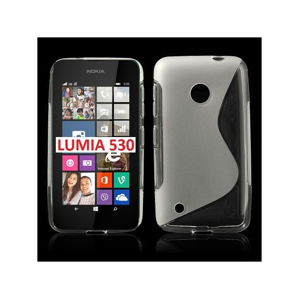 CUSTODIA GEL TPU SILICONE DOUBLE per NOKIA LUMIA 530 COLORE BIANCO-TRASPARENTE