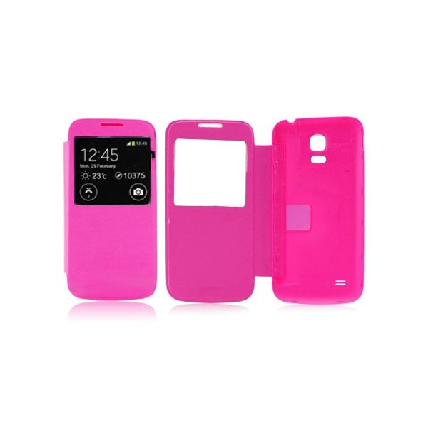 CUSTODIA FLIP ORIZZONTALE CON FINESTRA ID per SAMSUNG G800 GALAXY S5 MINI COLORE ROSA