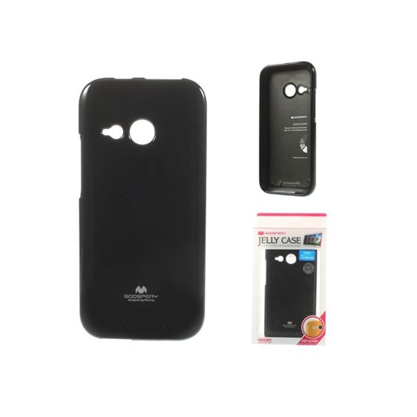 CUSTODIA GEL TPU SILICONE per HTC ONE 2 MINI, M8 MINI COLORE NERO LUCIDO CON GLITTER ALTA QUALITA' MERCURY BLISTER