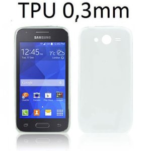 CUSTODIA GEL TPU SILICONE ULTRA SLIM 0,3mm per SAMSUNG G313H GALAXY TREND 2, G318 TREND 2 LITE COLORE BIANCO TRASPARENTE