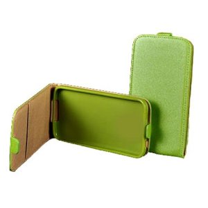 CUSTODIA FLIP VERTICALE SLIM PELLE per LG L70 D320N, L70 DUAL SIM D325 CON INTERNO IN TPU SILICONE COLORE VERDE